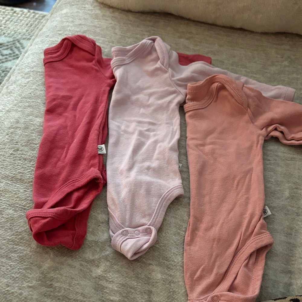 The Honest Company Red and Pink Baby Bodysuits Trio